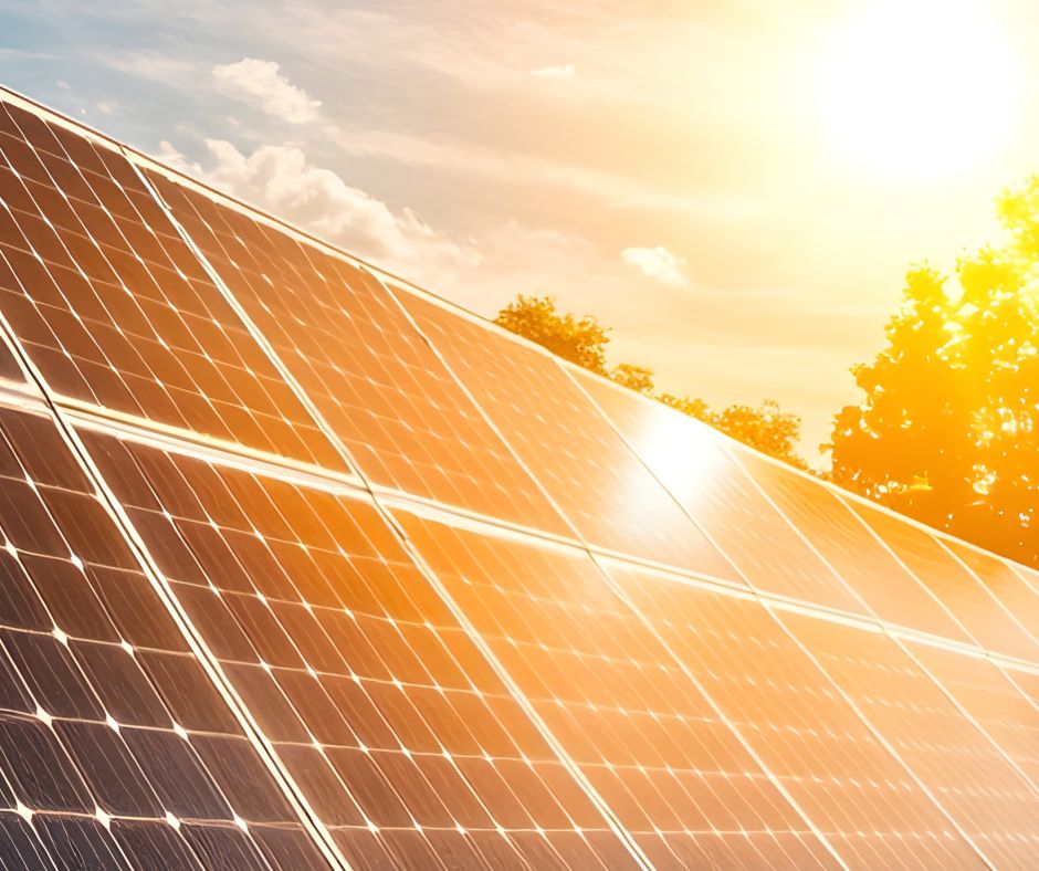 Instalación de paneles solares iluminados por el sol, símbolo del autoconsumo energético sostenible