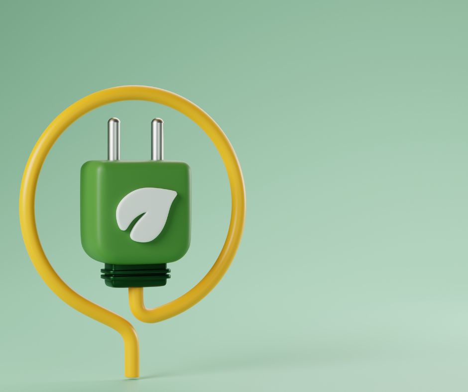 Enchufe verde símbolo de energía sostenible e independencia energética