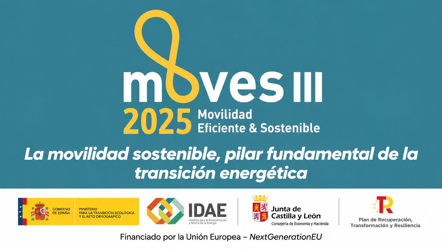 Imagen del programa MOVES III de movilidad eficiente y sostenible, financiado por la Unión Europea – NextGenerationEU, con los logotipos del Gobierno de España, IDAE y Plan de Recuperación, Transformación y Resiliencia.